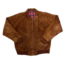 Load image into Gallery viewer, Vintage 90's MARLYNN ESSEX Check Lined Brown Real Suede Leather Bomber Jacket