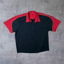 Load image into Gallery viewer, Early 00's Black Red Polyester Cotton Short Sleeve Bowling Shirt