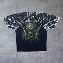 Load image into Gallery viewer, Early 00’s Survivors Gothic Fantasy Skull Graphic Bleach Tie Dye Effect T-Shirt