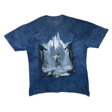 Load image into Gallery viewer, The Mountain "Meikle John" Gothic Fantasy Dragon Graphic Blue Tie Dye T-Shirt