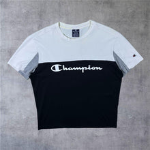 Load image into Gallery viewer, Champion Big Logo Spellout Graphic Colour Block Short Sleeve T-Shirt