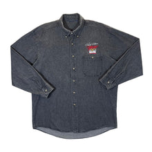 Load image into Gallery viewer, Vintage NASCAR RUSTY WALLACE "Miller Racing" Embroidered Motorsports Washed Black Denim Long Sleeve Button-Up Shirt