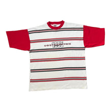 Load image into Gallery viewer, Vintage SOUTHAMPTON FC Football Club Embroidered Spellout Striped Colour Block T-Shirt
