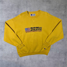 Load image into Gallery viewer, Vintage Russell Athletic Embroidered Logo Spellout Yellow Crewneck Sweatshirt