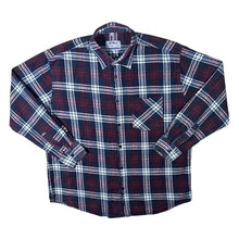 Load image into Gallery viewer, Vintage Cotton Country Club Burgundy Black Plaid Check Long Sleeve Cotton Flannel Shirt