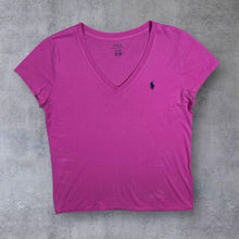 Load image into Gallery viewer, Polo Ralph Lauren Mini Logo Hot Pink Deep V-Neck Cotton T-Shirt