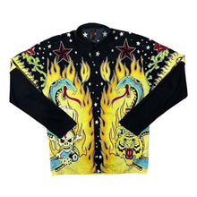 Load image into Gallery viewer, Early 00's Fishbone Hip Hop Y2K Gothic Biker All-Over Print Layered Long Sleeve Shirt