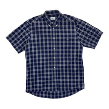 Load image into Gallery viewer, Vintage LACOSTE Embroidered Mini Pocket Logo Navy Check Short Sleeve Button-Up Cotton Shirt