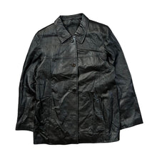 Load image into Gallery viewer, Vintage GENUINE LEATHER Classic Real Black Leather Button Jacket