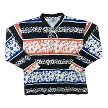 Load image into Gallery viewer, Vintage 90's A&K Collection Hawaiian Floral Surfer Patterned Lace Neck Sweatshirt Top