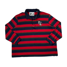Load image into Gallery viewer, Early 00&#39;s COTTON TRADERS RUGBY Embroidered Bulldog Striped Long Sleeve Rugby Polo Shirt
