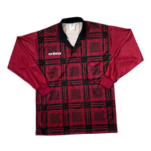 Load image into Gallery viewer, Vintage ERIMA Embroidered Mini Logo Check Patterned Polyester Sports Collared Jersey Top