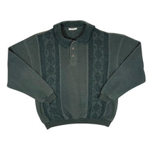 Load image into Gallery viewer, Vintage 90’s ST MICHAEL Marks & Spencer Cable Knit Panel Green Collared Sweatshirt
