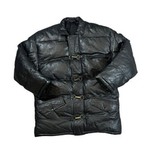 Load image into Gallery viewer, Vintage Genuine Real Black Leather Padded Puffer Jacket Coat