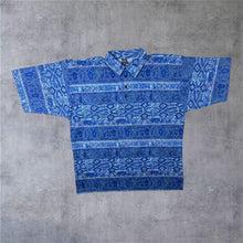 Load image into Gallery viewer, Vintage 90’s Blue Beige Crazy Aztec Abstract Patterned 1/4 Button Shirt