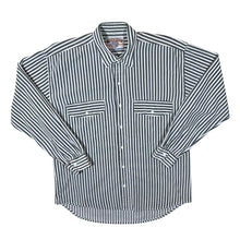 Load image into Gallery viewer, Vintage 90's Smith Brooks Green Grey White Striped Long Sleeve Cotton Shirt