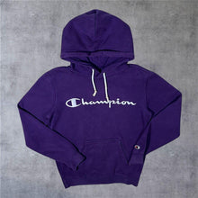 Load image into Gallery viewer, Champion Classic Embroidered Big Logo Spellout Purple Pullover Hoodie