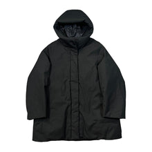 Load image into Gallery viewer, UNI QLO Classic Minimal Black Hooded Down Feather Fill Padded Jacket Coat
