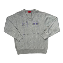 Load image into Gallery viewer, Vintage GABICCI Classic Grandad Patterned Acrylic Wool Knit V-Neck Sweater Jumper