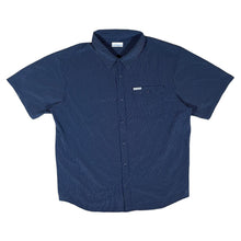 Load image into Gallery viewer, COLUMBIA Classic Navy Blue Striped Polyester Elastane Short Sleeve Shirt