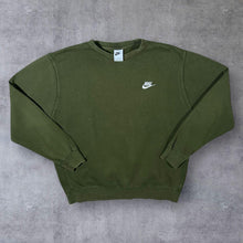Load image into Gallery viewer, Nike Classic Embroidered Mini Logo Khaki Green Crewneck Sweatshirt