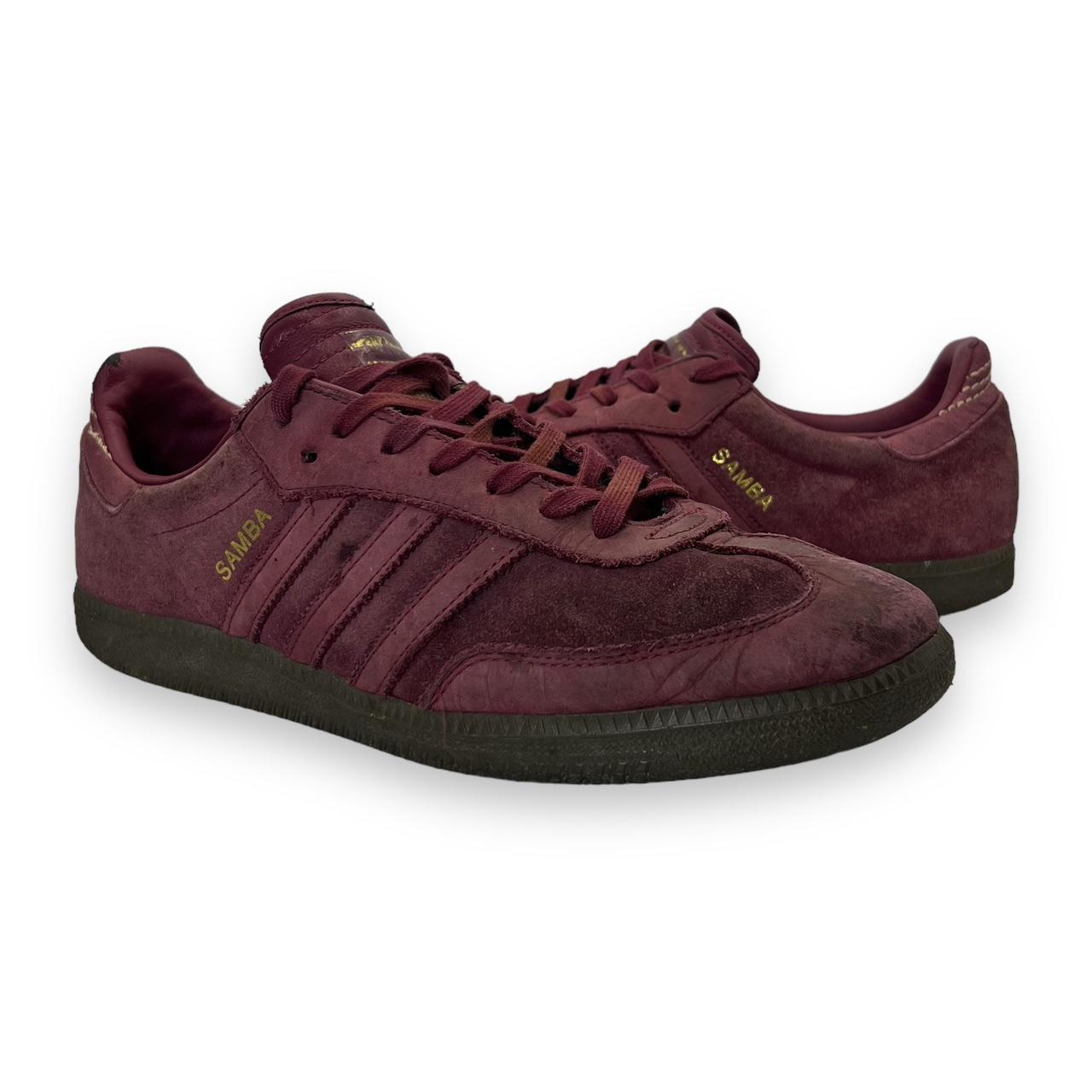 ADIDAS SAMBA Classic Three Stripe Burgundy Red Running Sneakers Shoes George Worgan VTG ADIDAS SAMBA Classic Three Stripe Burgundy Red Running Sneakers Shoes George Worgan VTG