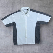 Load image into Gallery viewer, Early 00's Clockhouse Gothic Tribal Y2K Grey White Colour Block Short Sleeve Shirt