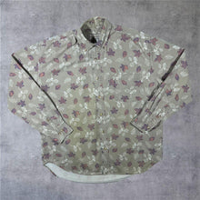 Load image into Gallery viewer, Vintage Mountain Express Floral Leaf Patterned Beige Long Sleeve Button-Down Shirt