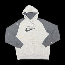 Load image into Gallery viewer, Early 00's NIKE Embroidered Big Logo Spellout Colour Block Distressed Beater Pullover Hoodie