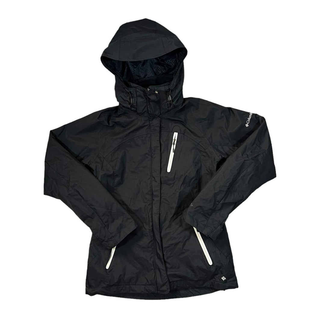 COLUMBIA Interchange Omni-Tech Classic Black Hooded Windbreaker Outdoor Hiking Jacket
