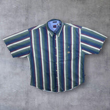 Load image into Gallery viewer, Vintage 90's Bugle Boy Classics Multi Colour Striped Cotton Short Sleeve Button-Up Shirt