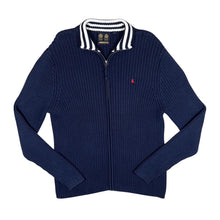 Load image into Gallery viewer, MUSTO Mini Logo Striped Collar Heavy Knit Ribbed Cotton Zip Sweater Jumper