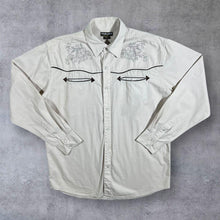 Load image into Gallery viewer, Atlas For Men Cowboy Western Filigree Patterned Cream Cotton Popper Long Sleeve Shirt