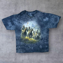 Load image into Gallery viewer, The Mountain Native American Graphic Blue Tie Dye Cotton T-Shirt