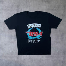 Load image into Gallery viewer, BSA (1995) “Rockers Revenge” Biker Gothic Spellout Graphic Black T-Shirt