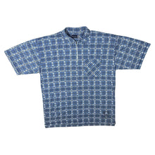 Load image into Gallery viewer, Vintage Juleps Blue White Check 1/4 Zip Short Sleeve Cotton Polo Shirt