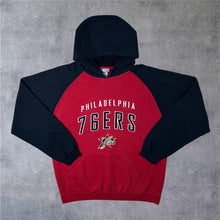 Load image into Gallery viewer, Reebok NBA Philadelphia 76ers Basketball Embroidered Black Red Pullover Hoodie