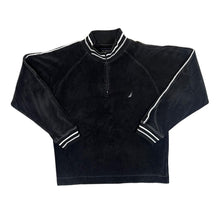 Load image into Gallery viewer, Nautica Mini Logo Black Velour 1/4 Zip Pullover Sweatshirt