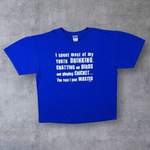 Load image into Gallery viewer, I Spent Most Of My Youth Drinking Novelty Cricket Graphic Blue Cotton T-Shirt
