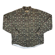 Load image into Gallery viewer, Vintage Natural Issue Khaki Green Patterned Long Sleeve Button-Up Cotton Shirt