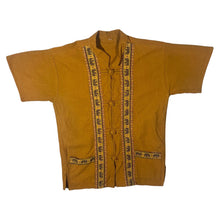 Load image into Gallery viewer, Vintage Orange Tribal Elephant Safari Knot Loop Cotton Short Sleeve Shirt