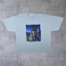 Load image into Gallery viewer, Vintage 90’s Screen Stars Silhouette Wolf Animal Wildlife Single Stitch Grey T-Shirt