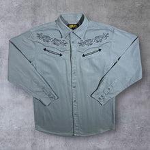 Load image into Gallery viewer, Atlas For Men Cowboy Western Eagle Graphic Grey Long Sleeve Cotton Shirt