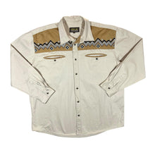 Load image into Gallery viewer, ATLAS FOR MEN Cowboy Western Embroidered Shoulder Panel Cream Long Sleeve Shirt