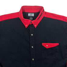 Load image into Gallery viewer, Vintage Cowboy Up Red Black Colour Block Cotton Long Sleeve Button-Up Shirt