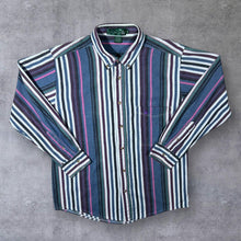 Load image into Gallery viewer, Vintage Knights Of The Round Table Multi Striped Long Sleeve Button-Up Cotton Shirt