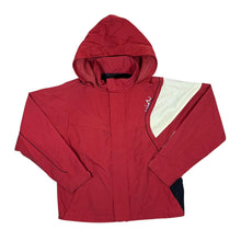 Load image into Gallery viewer, Early 00's QUIKSILVER Colour Block Red Hooded Snowboarding Ski Windbreaker Jacket