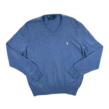 Load image into Gallery viewer, Early 00's POLO RALPH LAUREN Classic Merino Wool Blue Knit V-Neck Sweater Jumper