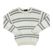 Load image into Gallery viewer, Vintage DUNN & CO. Grandad Patterned Cable Knit Crewneck Jumper Sweater