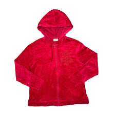 Load image into Gallery viewer, Early 00's CLASSIC ELEMENTS Embroidered Floral Y2K Classic Basic Essential Velvet Velour Zip Hooded Tracksuit Top